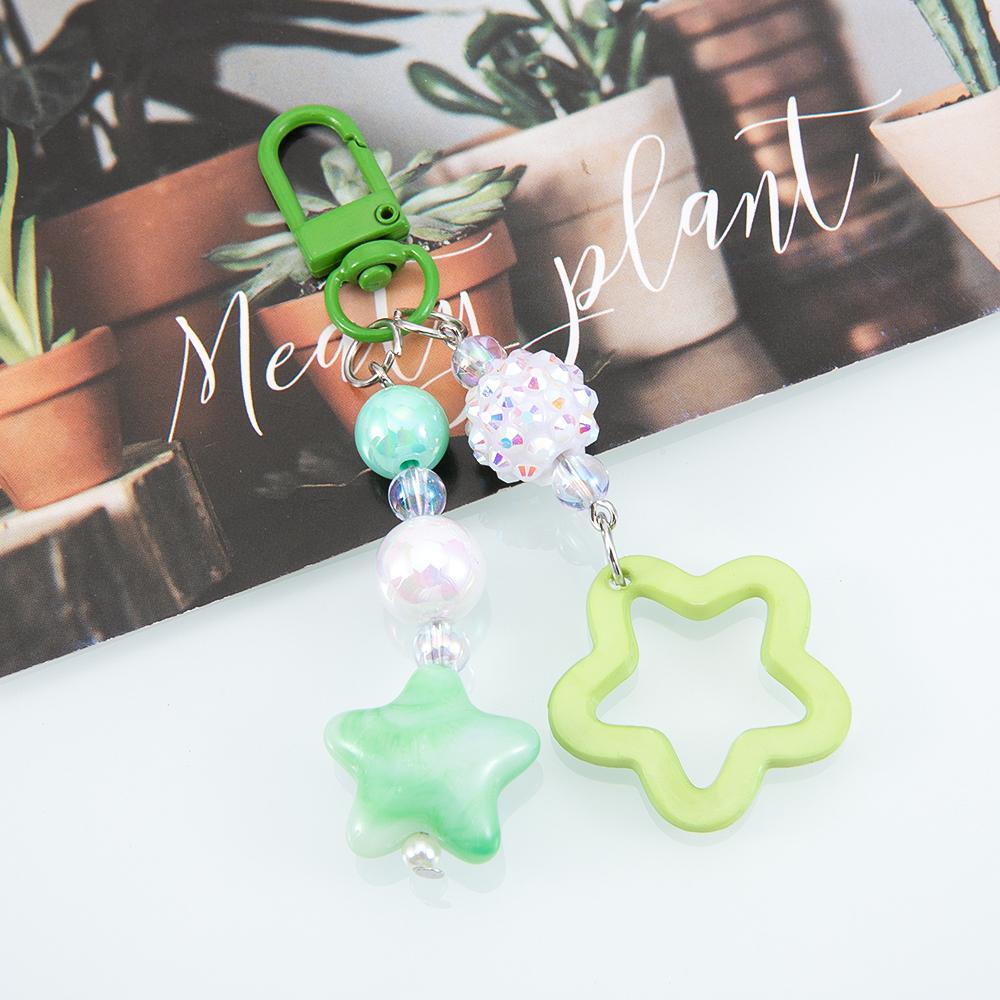 1pc 2pcs Hollow Star Charm Bag Phone Strap Pendant Colorful Acrylic Beads Keychain Accessories Cellphone Lanyard Keyring Jewelry