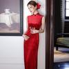 Red Sleeveless National Style New Chinese Long Cheongsam Improved Young 1011 New Women's High-end Presiding Dress