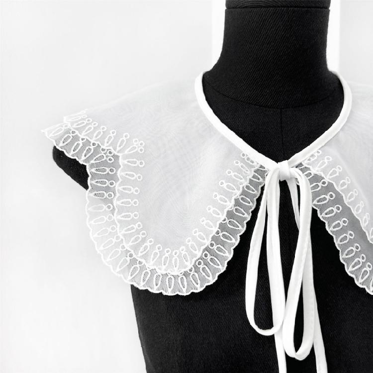Popular Detachable Collar Embroidered Lace Trim False Collar For Female Teens Girl Daily Outfit Styling Accessory