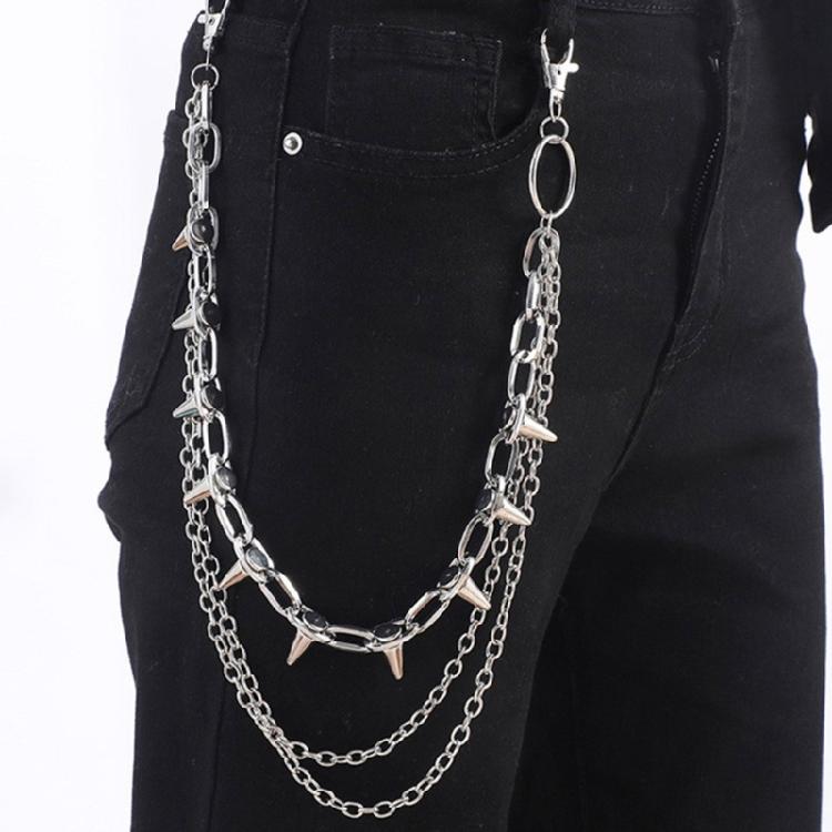Rocker Metal Chain With Spikes For Pants Belts And Purse Charm Secure Fastening Detachable Waist Decoration Chain