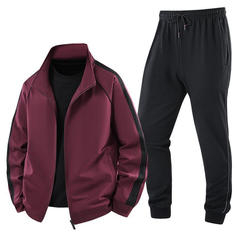 Tuta da Uomo in Cotone Primaverile Autunnale Felpa con Collo Alto Casual Elegante Giacca Cardigan e Pantaloni Set 2 Pezzi