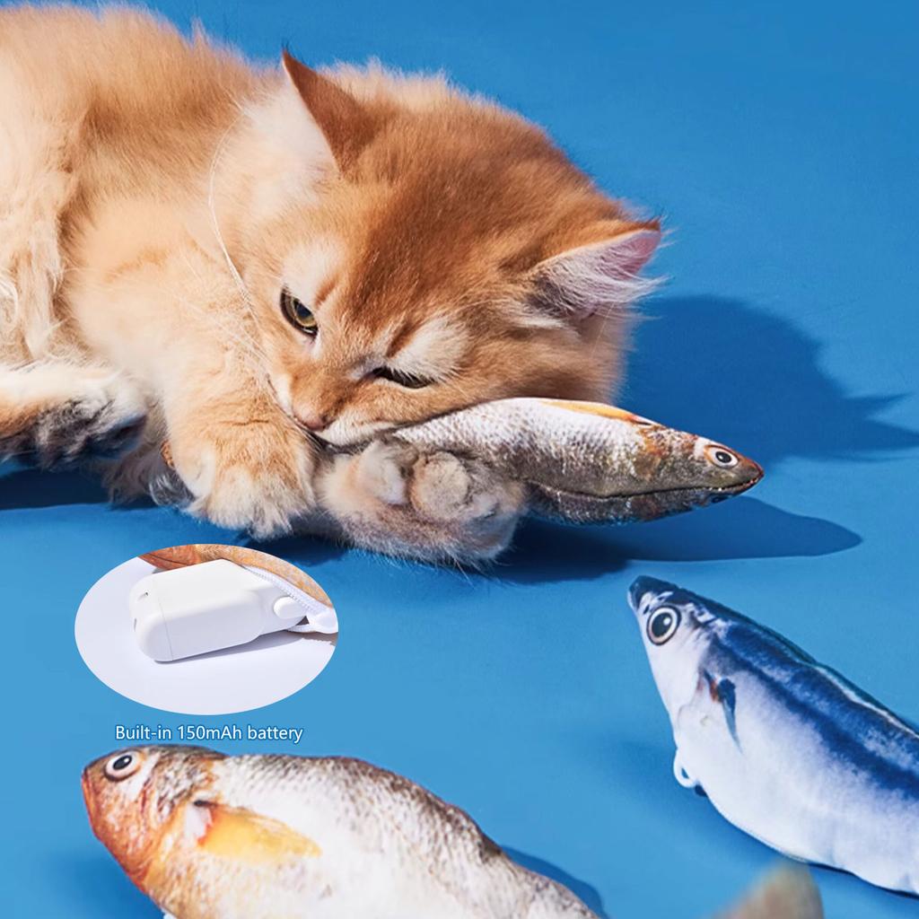 New Portable Electric Moving Cats Fish Toy Interactively Flopping Auto-Moving Fish Toy USB Charging for Puppies