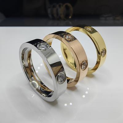 Rose Gold Stainless Steel Couple Rhinestone Ring Men/women Cz Couple Wedding Ring Titanium Engagement Ring 5-10