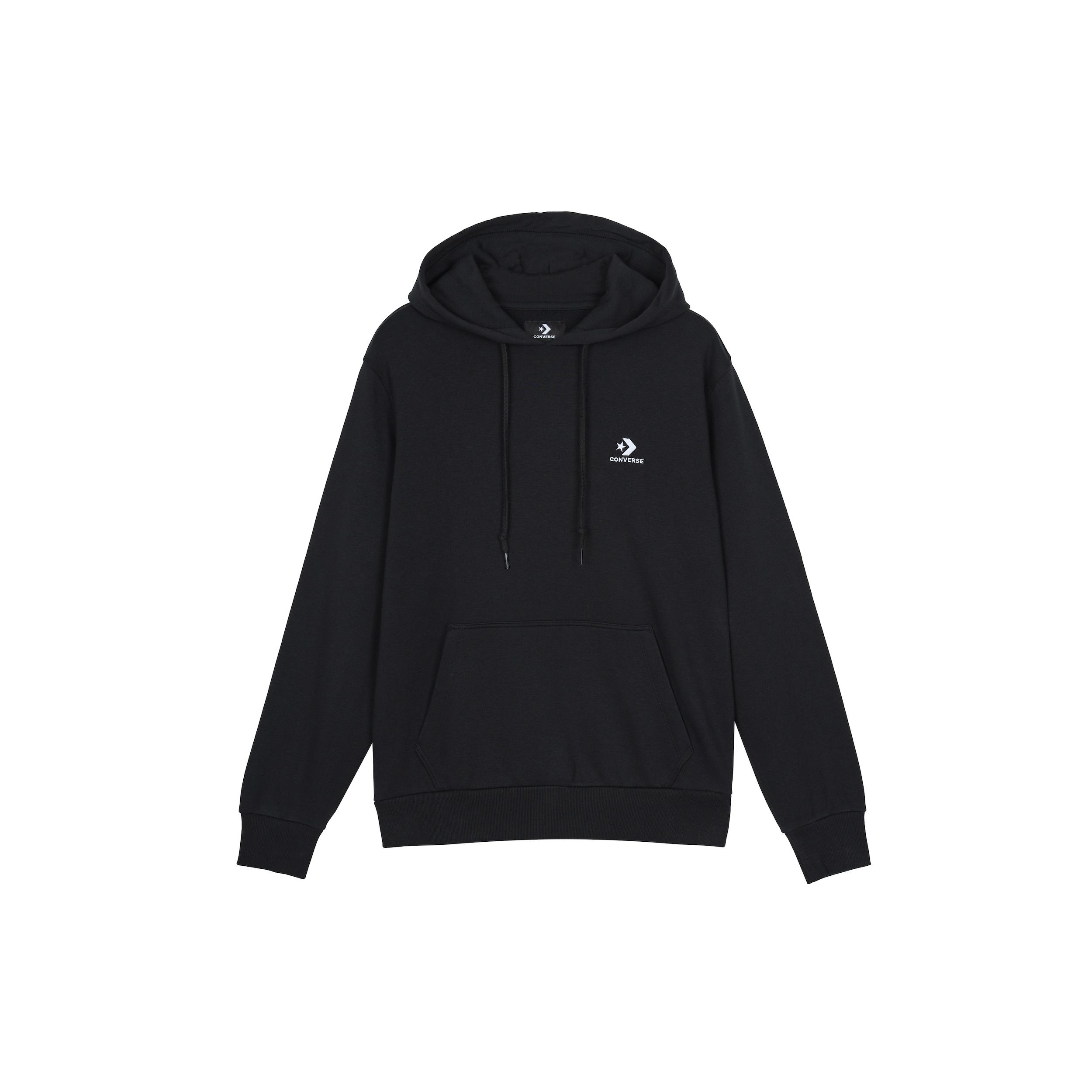 Converse Embroidered Star Chevron French Terry Pullover Hoodie Asia Sizing  Black  Men s 10020343-A01 S