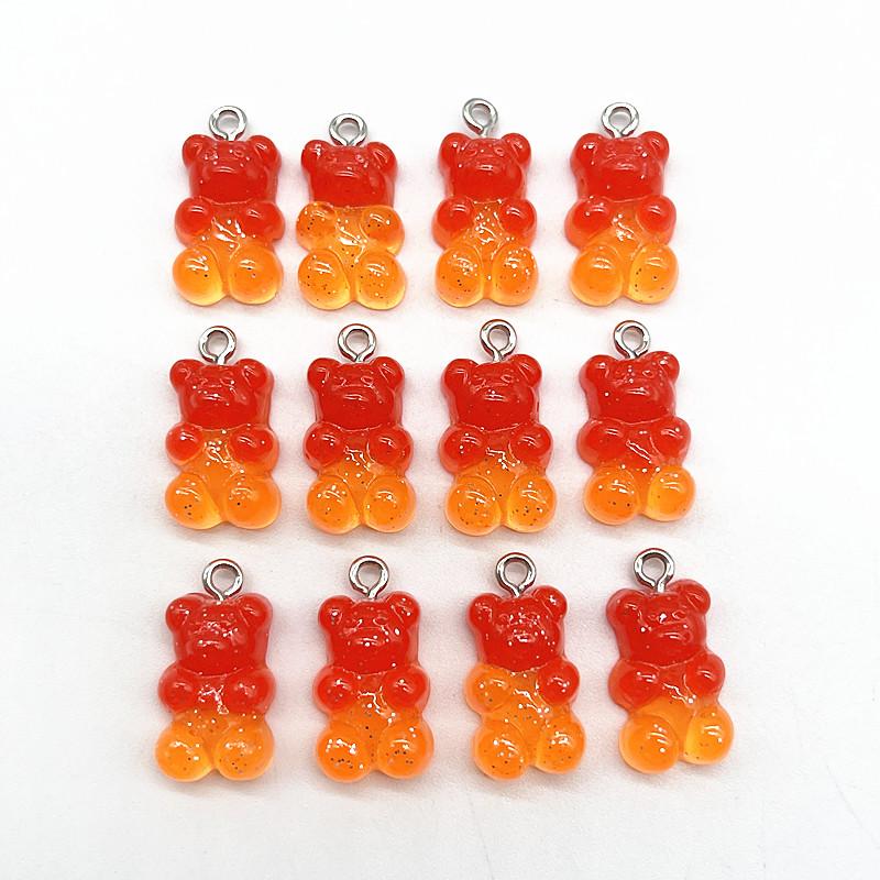 10Pcs Candy Bear Pendant Charms for Necklace Bracelet Earrings Jewelry Making Diy Findings Resin Bears Christmas Making