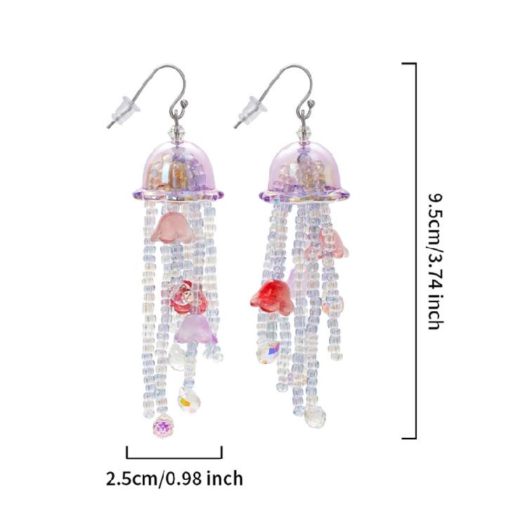 Fashionable Jellyfish Tassels Earrings Highlighting Portable Designs and Comfortable Wear Features for Trendy Women