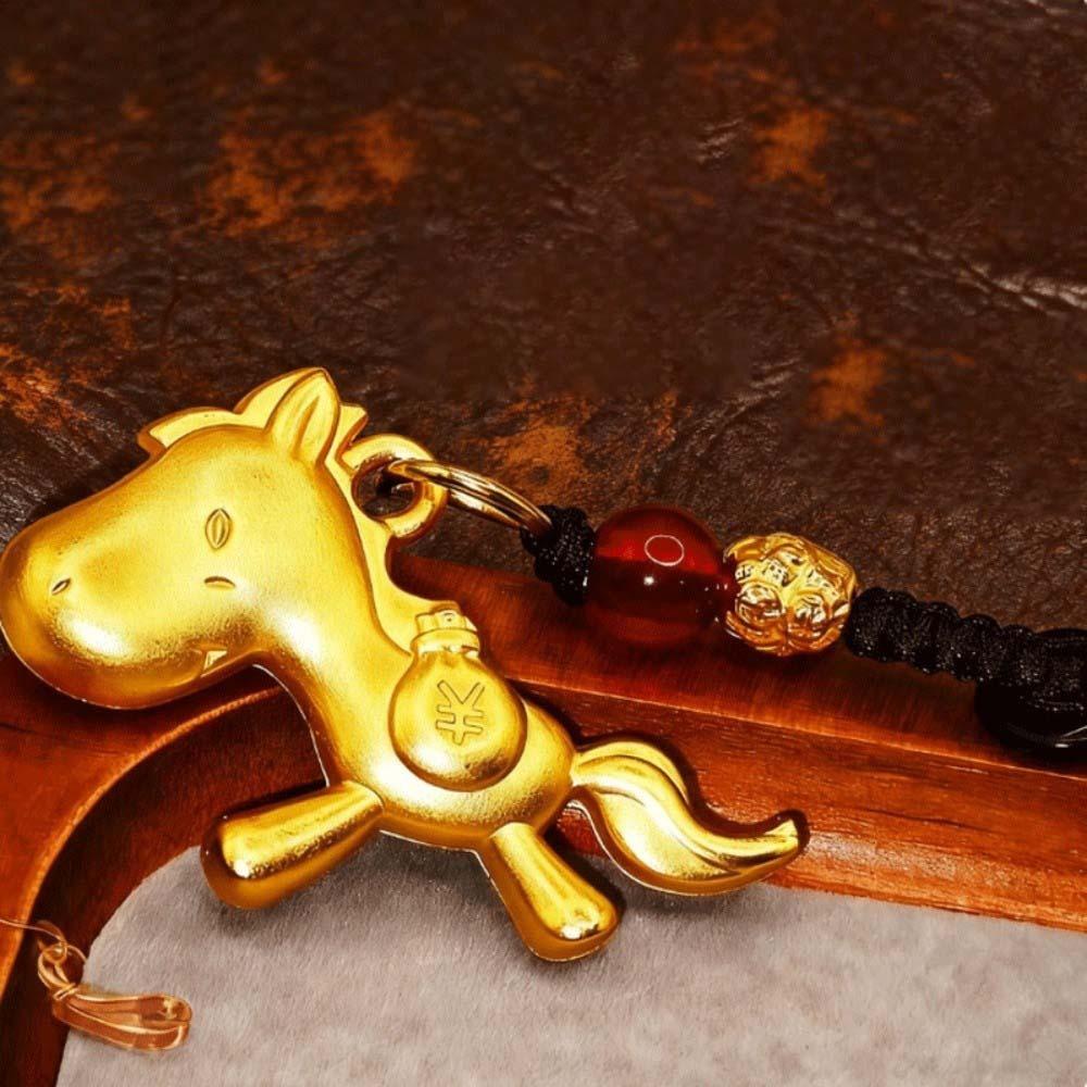Wealth Chinese Zodiac Key Ring Vintage Weaving Key Chains Lucky Horse Bag Pendant  Women Men