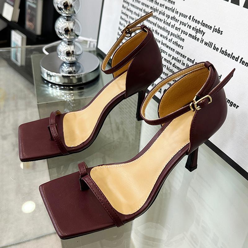 Liyke Bílé sandály pro ženy venkovní streetový styl klip na prst úzký pásek ležérní gladiátorky vysoké podpatky letní boty dámské sandály