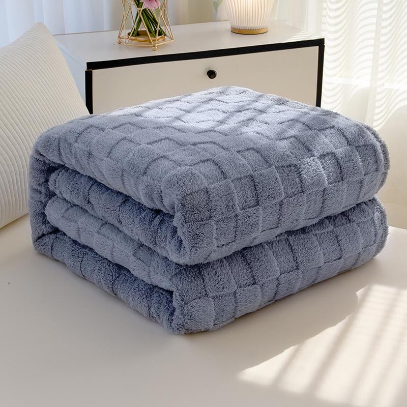 Flannel Waffle Air Conditioning Sofa Blanket - Coral Fleece Throw Gift