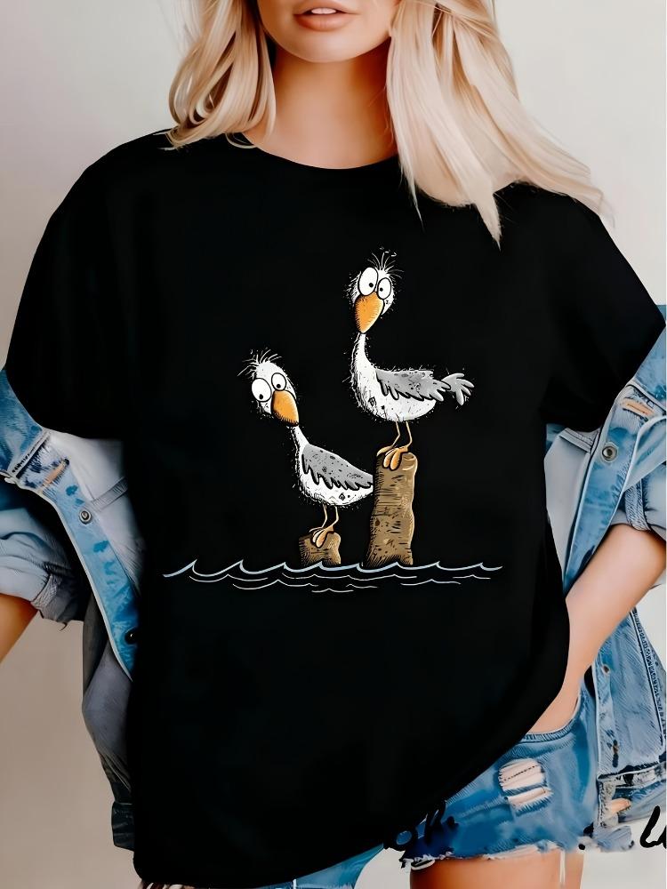 Funny Auntie Goose Drinking Tshirts Unisex Casual Humor Goose Short Sleeve Tops Tees Auntie Goose Is On The Loose Summer Tshirt