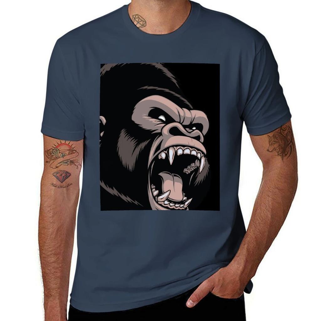 Gorilla T-Shirt Atmungsaktives Basic Baumwoll-T-Shirt