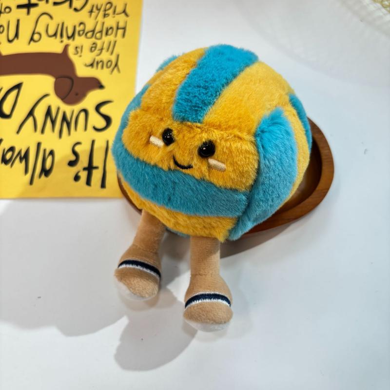 Fun Sports Beach Volleyball Plush Toy Keychain Cartoon Volleyball Soft Stuffed Doll Pendant Car Key Ring Backpack Bag Decor