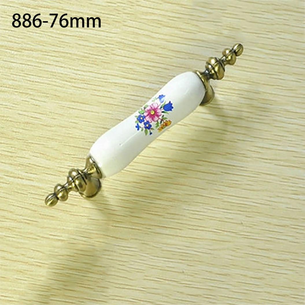 

Винтажная мебельная ручка из керамики и сплава 886-76mm