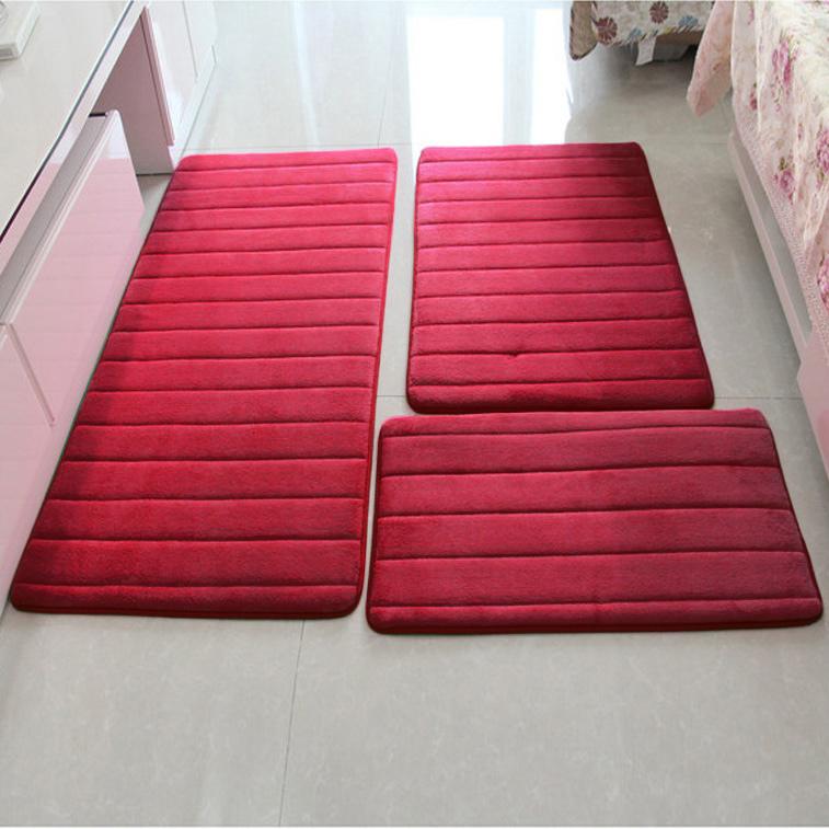 1.5CM Thick Carpet For Bathroom Soft Coral Fleece Absorbent Anti-slip Silica Foot Mat Living Room Bedroom Floor Mat 3 Piece/set