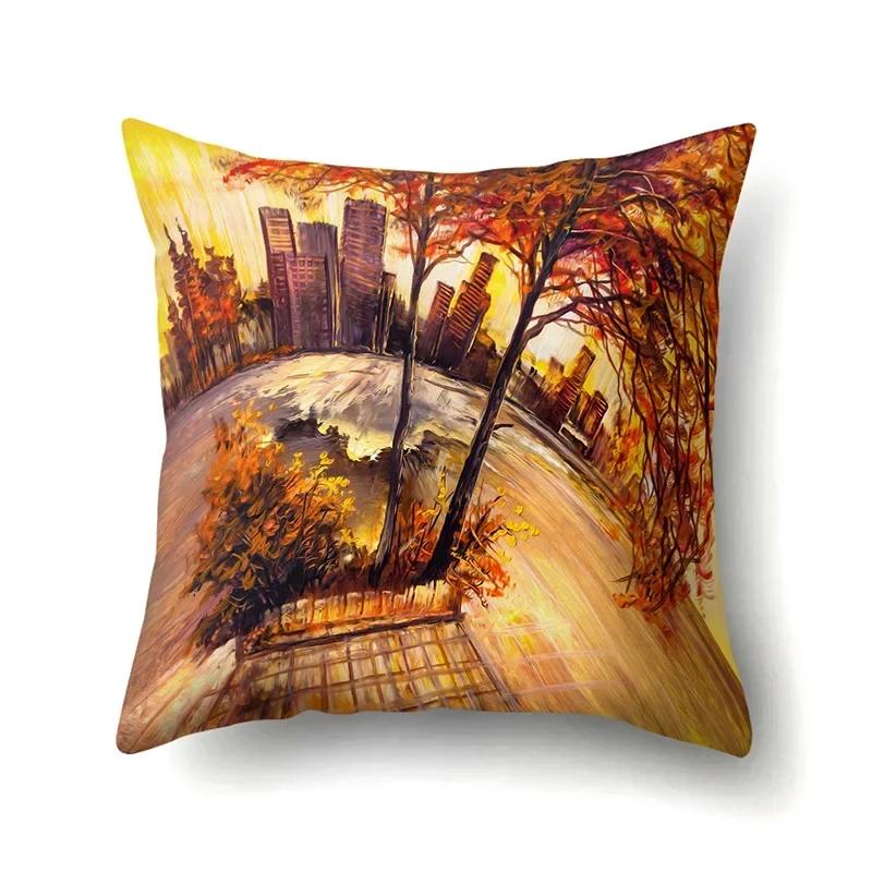 Four Seasons Scenery Decoration Pillow Case Printing Snowflake Christmas Sofa Decoration Cushion Cover 45*45Cm