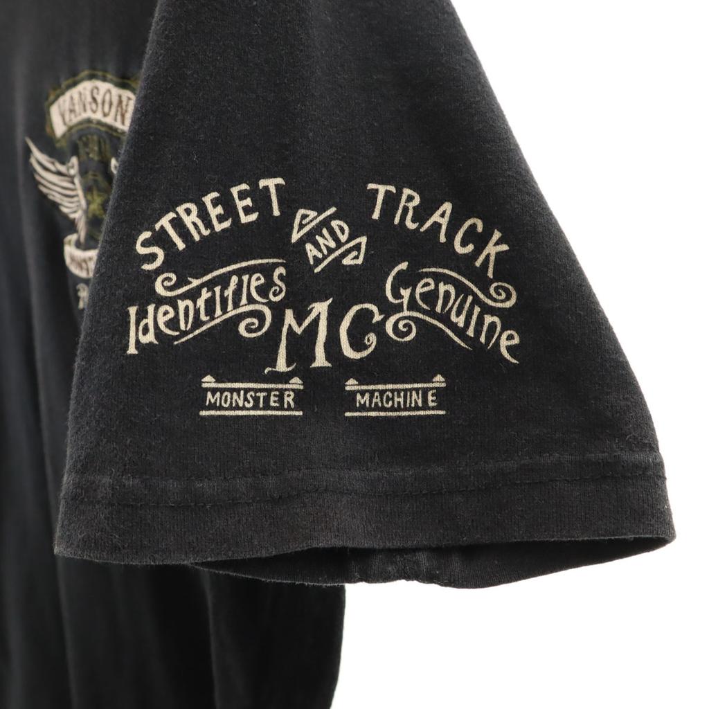 VANSON Flying star embroidery on the back Short sleeve T-shirt M black Men's Used