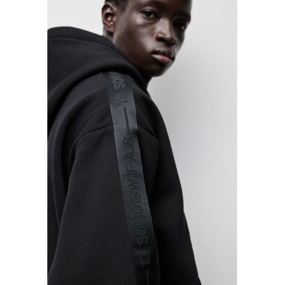 H M Side Stripe Hoodie Loose Fit Black