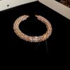 Gold Cuff Bracelet Round Open Bangle Luxury Rhinestone Bangle  Ladies