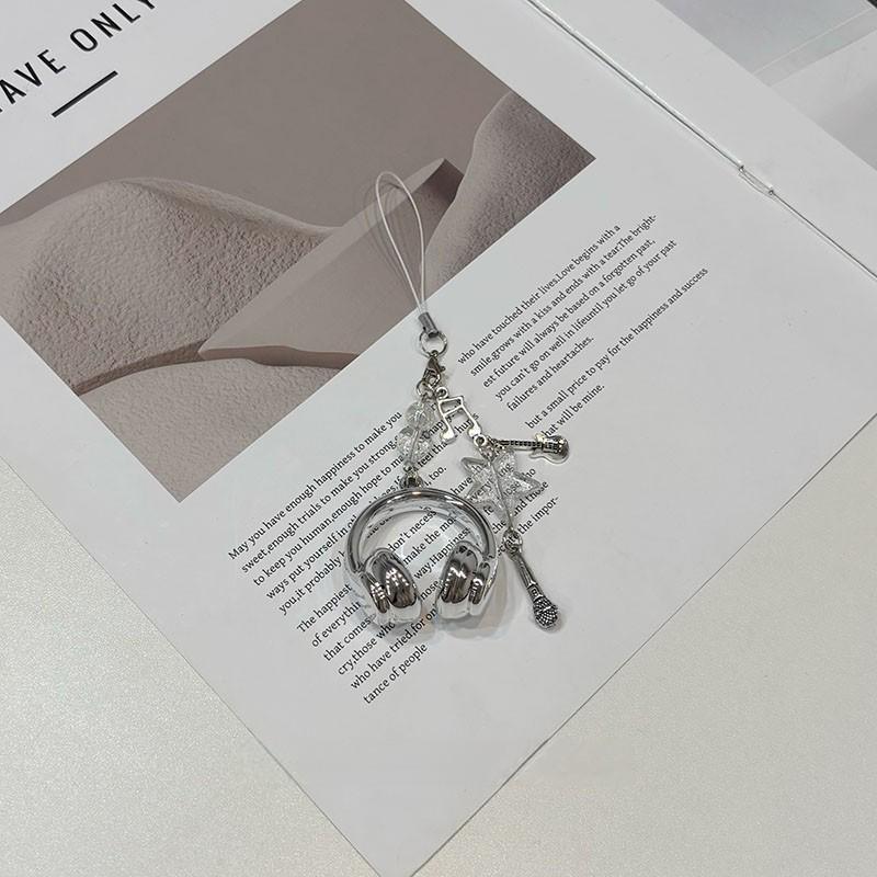 Ins Wind Music Earphones Modeling Mobile Phone Chain Personalized Backpack Pendant Music Note Keychain Creative High Value Pendant