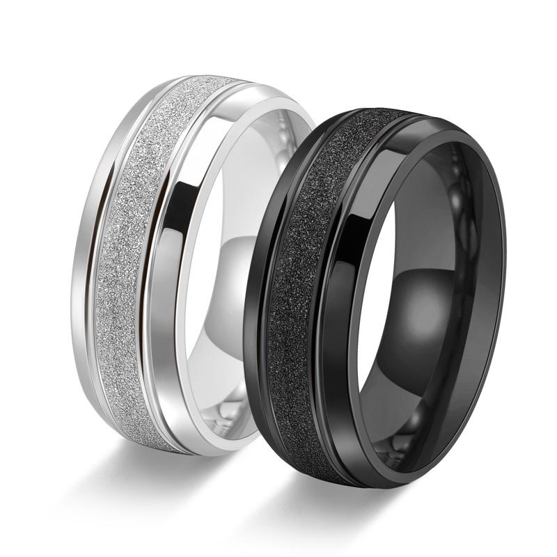 8MM Titanium Steel Frosted 18K Gold Ring with Inner Arc - Unisex High-End Design