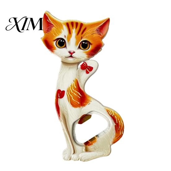 Refrigerator Decoration Magnet Cat Bottle Opener Fridge Magnet, Vintage Cartoon Kitten Decorative Acrylic Magnetic Opening Tool for Home Bars