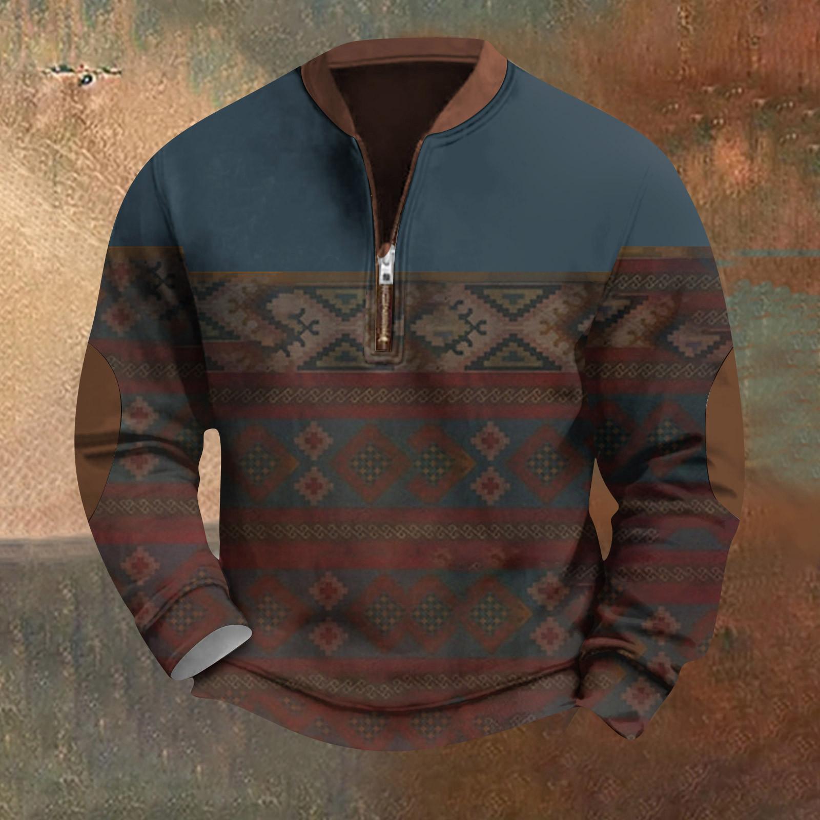 Мужская повседневная толстовка в стиле ретро с градиентным принтом XXXXL коричневый 2239₽