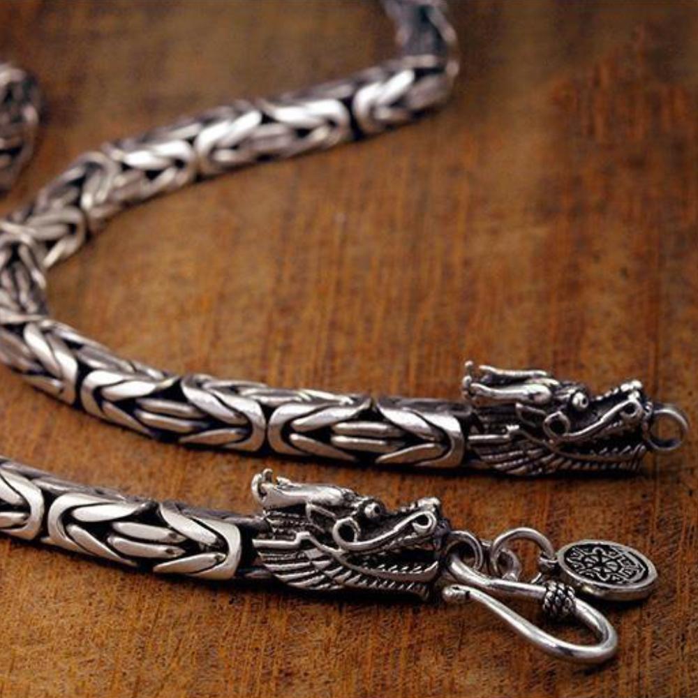 Noble Silver necklace Retro for men women classic 8MM rchain dragon 60cm Charm high quality Fine jewelry wedding gift
