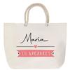 Beach Bag - PLANETEE - Maria On Holiday - Printed Cotton Made In France - Strong Rope Handle - Large Capacity