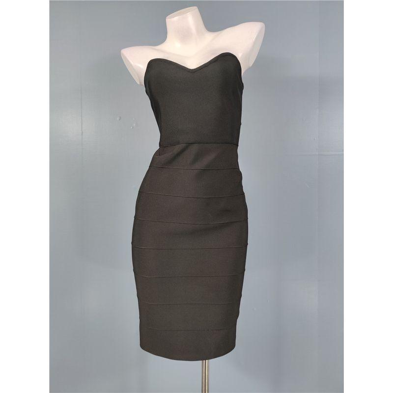 

Classy Stylish Backless Holiday Trip Shoot Dress Accessible Luxury French Suit Strapless Black Heavy Industry Hip Bag Bandage Dress Black L