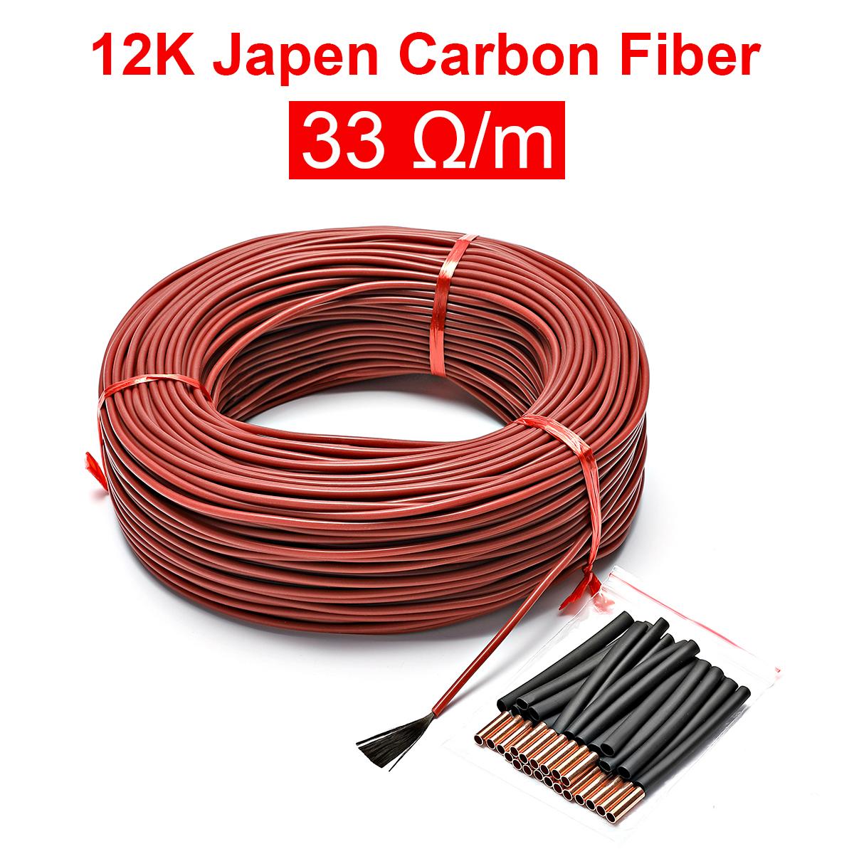 

12K Нагревательный провод для подогрева пола, 33 Ом/м Нагревательный провод из углеродного волокна Катушка нагревательного провода для кабеля с подогревом пола