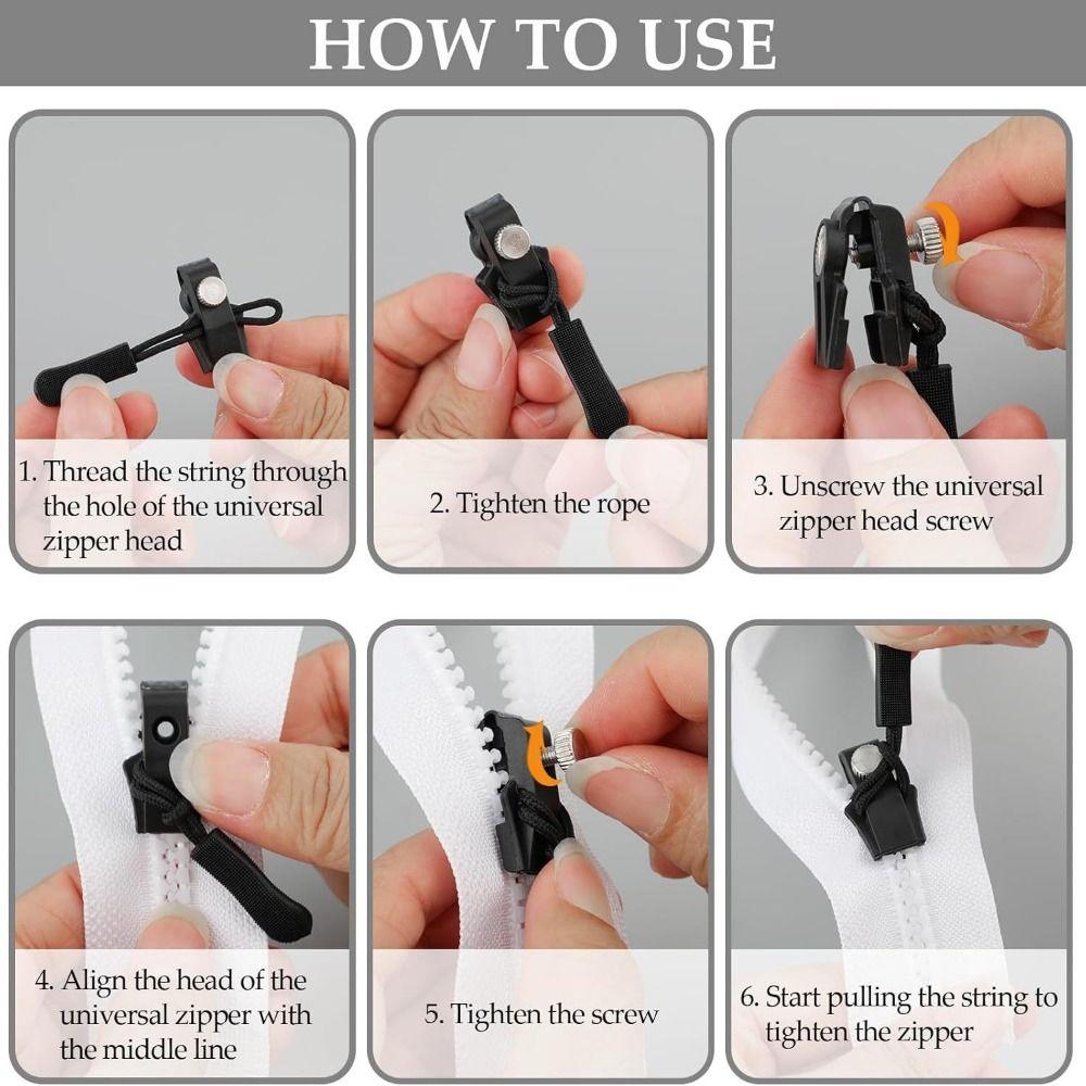 12/24Pcs DIY Zipper Slider Puller Multi-Sized Zipper Replacement Kit Zipper Puller Replacement  Bags