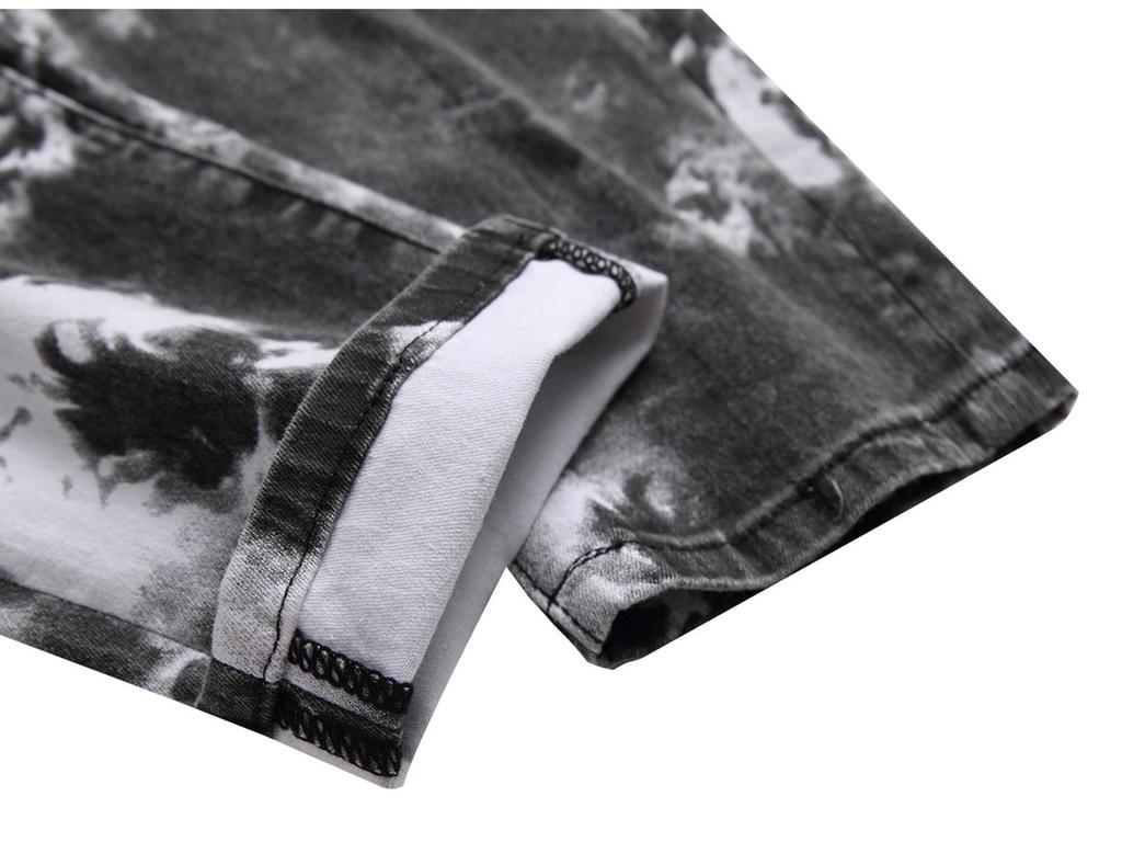 Bunte Stretch-Denim-Freizeithose mit Slim Fit und Aufdruck für Herren