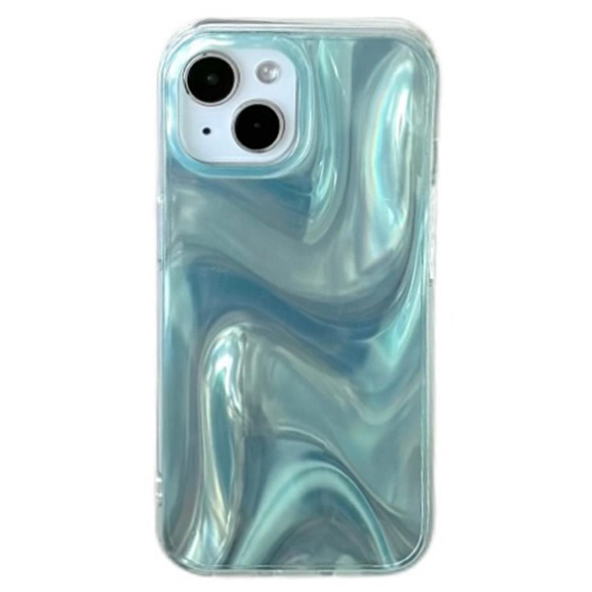 

For iPhone 15 Case Satin Swirl Texture Double-Sided IMD TPU Phone Cover Green