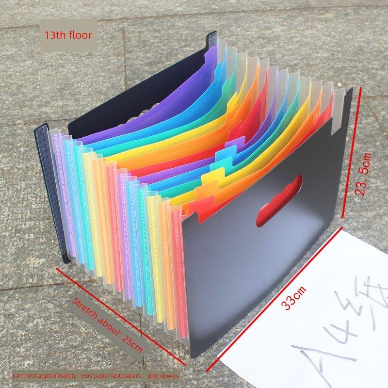 

Office Study Folder Multi-Page Material Category Folder A4 Color 48-Layer Expanding File Plastic Hanging Labor Ticket Clips Color 13 Layers