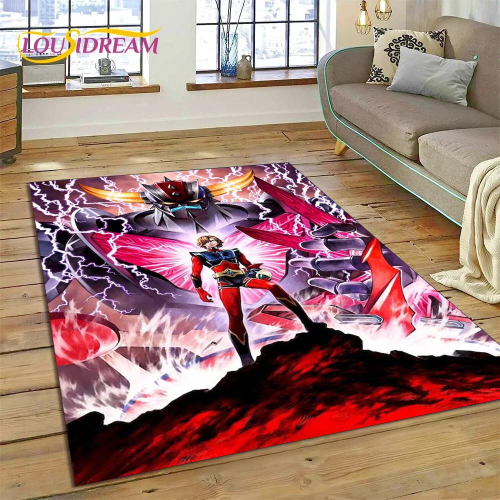 Alfombra de Dibujos Animados 3D Robot OVNI Grendizer Anime para Sala de Estar Dormitorio Decoración del Hogar, Felpudo Antideslizante para Sofá Felpudo Regalo Niños