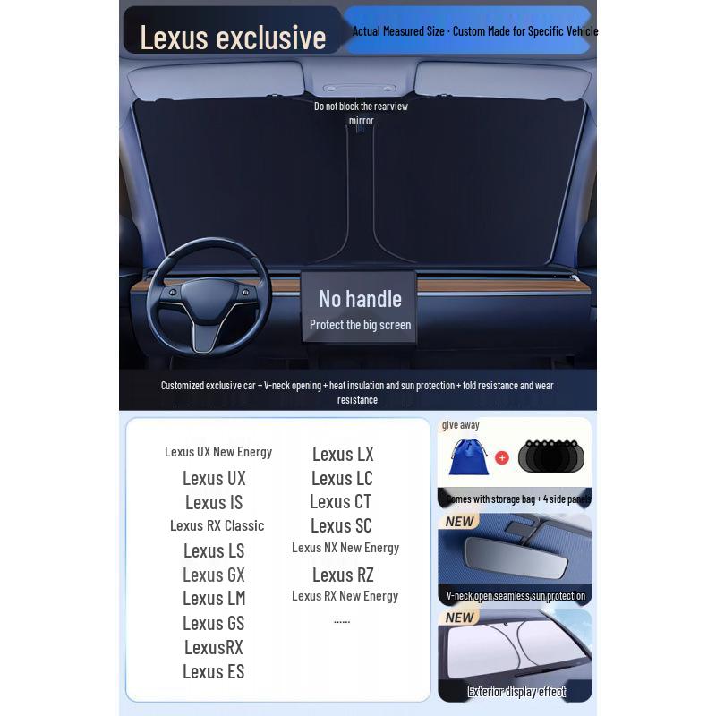 Car Sun Visor Sunshade for Small Windows - Heat Insulation Curtain for Interior Windshield