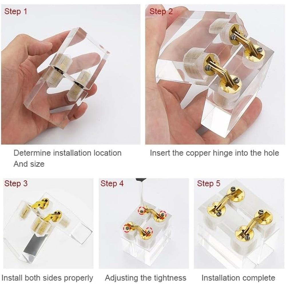 8Pcs 8 Mm Hidden Brass Barrel Hinges, 180 Degree Opening Angle Concealed Furniture Hinges For DIY Jewelry Box Hand Craft