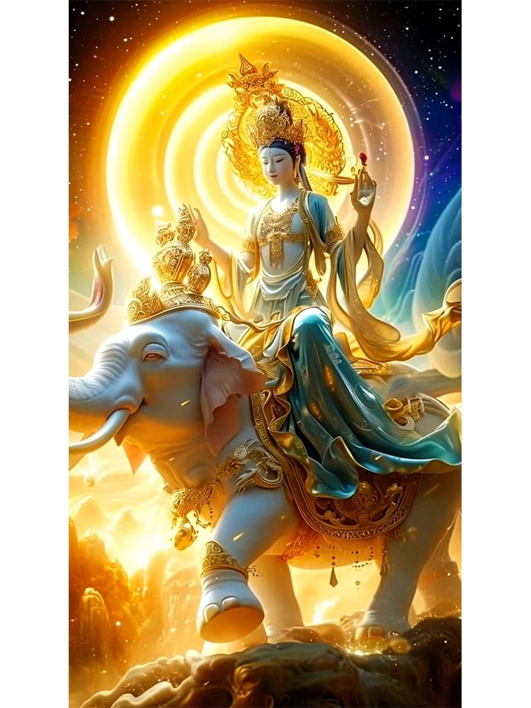 Religious Diamond Painting 5DDIY Cross Embroidered Buddha Statue Elephant Full Round Square Diamond Mosaic Home Decoration