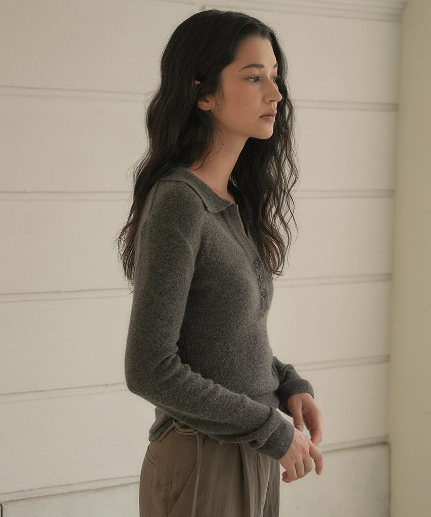 OURO Collar Alpaca Knit [ Charcoal ]