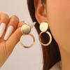 Gold Plated Hypoallergenic Geometric Dangle Earrings 1 Pair Irregular Design for Women Outdoor Travel Wear