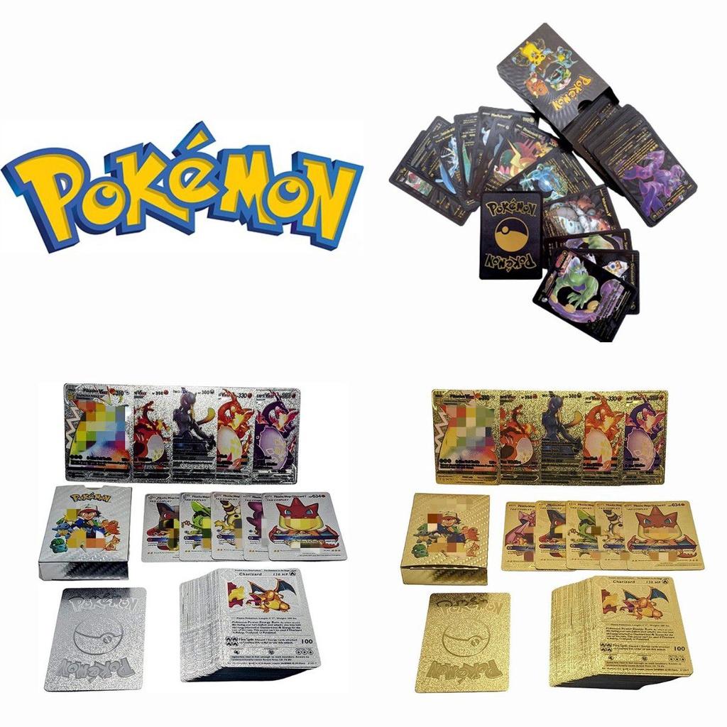 Pokémon Nou 55 buc Carte Folie Aurie Bronzare Metal Joc de Cărți Set Cărți Energie Rară