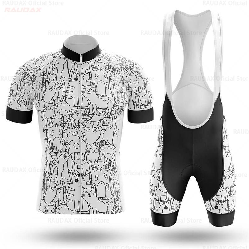 New Cat Pattern Cycling Clothing 2025 Summer Anti-UV Cycling Jersey Set Mountain Bike Sport Breathable Short Sleeve Cycling Sets
