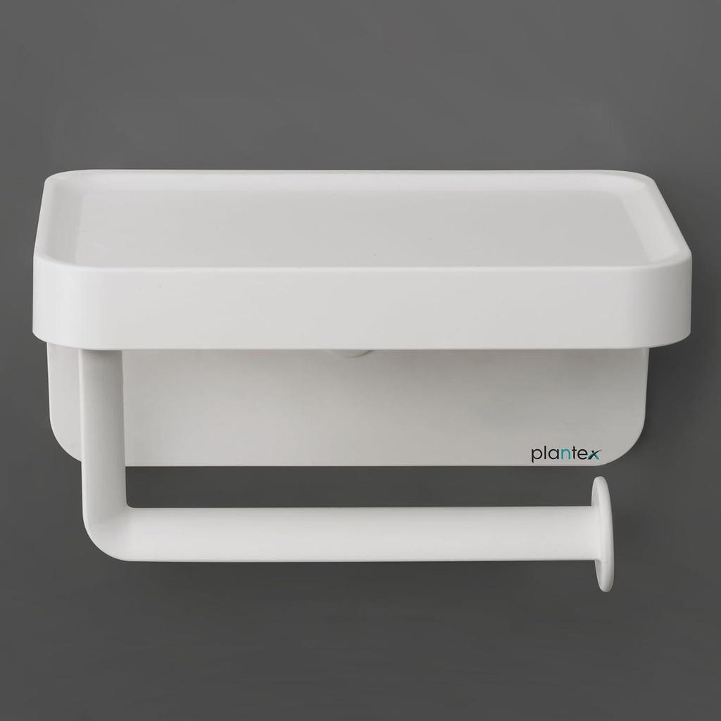 ABS Plastic Toilet Paper Holder for Bathroom/Magnetic and Shelf-Adhesive Tissue Paper Roll Holder Stand for Toilet - Pack of 1 (White)