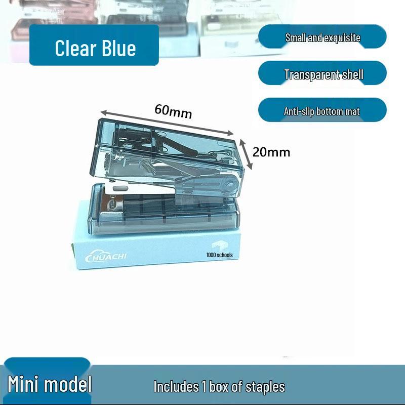 Clear Mini Stapler - Cute Macaron Solid Color Stapler for Students