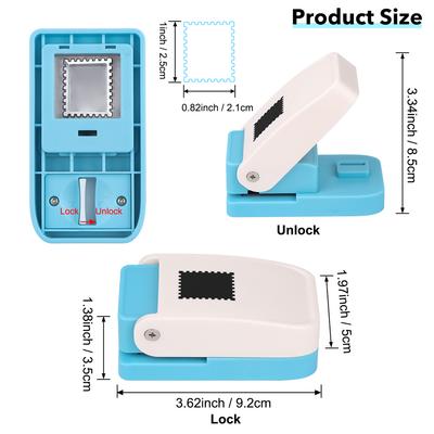 1X0.8inch Rectangular Postage Stamp Punch, Scalloped Rectangle Lever Action Craft Punch for Paper Crafting Scrapbooking DIY Card