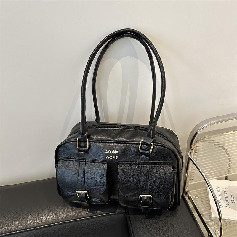 Retro Niche Portable Bowling Bag for Women 2025 Autumn New Trendy Korean Underarm Bag Large-capacity Commuter Bag