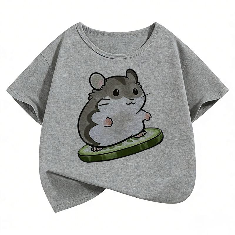 Funny Mouse Printed Graphic Kids Tshirts Summer Short Sleeve Tees Cartoon Animal Boys Girls Clothes Tops Y2K Children T-shirt
