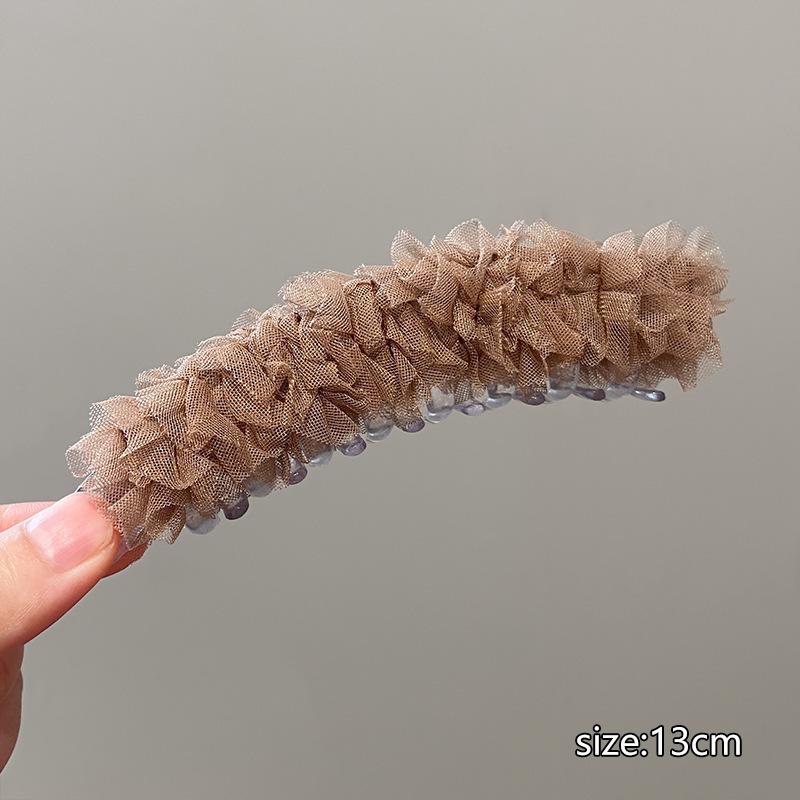 French Chiffon Solid Color Banana Claw Clip Fashion Ponytail Barrettes Large Hair Clip Hairpins Women Hair Accessories Gifts