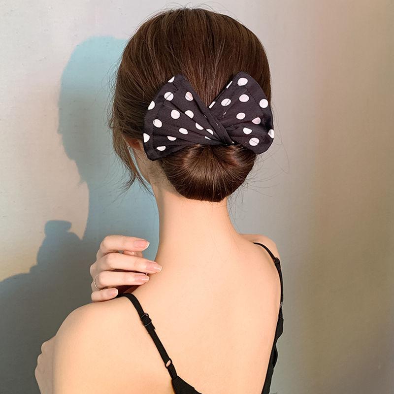 Deft Bun Hair Band Women Printed Headband Bow Donut Bun Maker DIY Hairstyle Braid Tool Ponytail Hair Twist Accessories Topknot