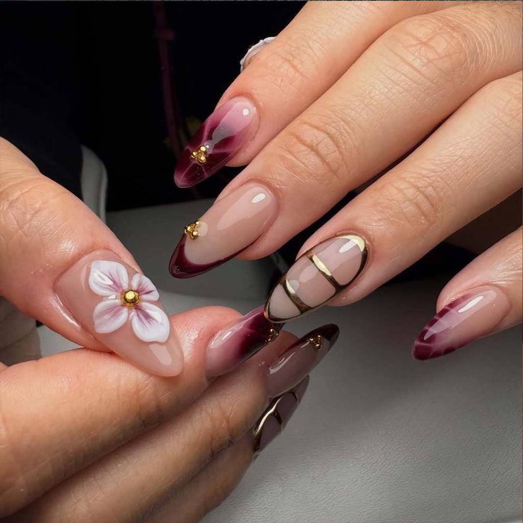 High-End French Almond Press-On Nails - Medium-Long, Stylish & Elegant